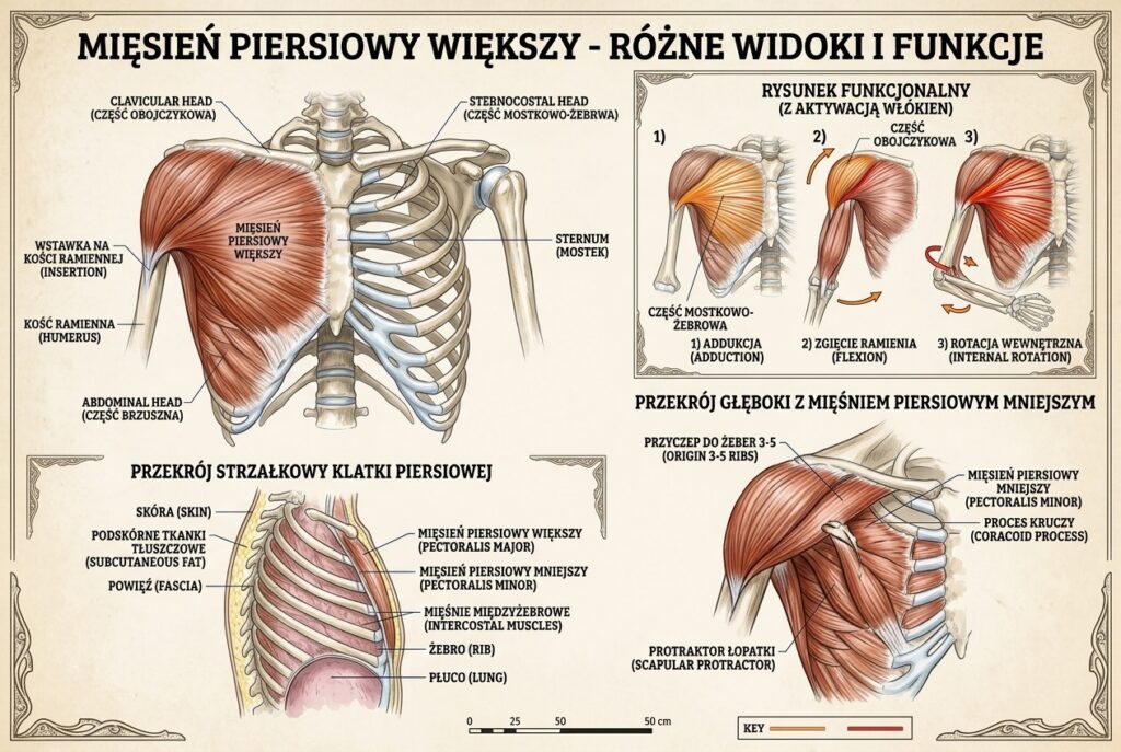 Mięsień piersiowy większy – aktony, biomechanika i rehabilitacja